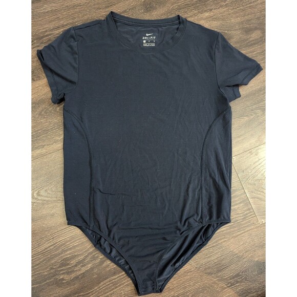 Nike Womens Crew Neck Short Sleeve Fitted Bodysuit Size M Blue Athleisure (529) - Picture 1 of 4